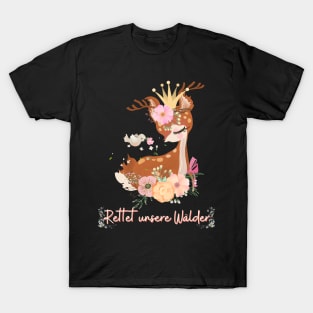 Reh Wald Retten Prinzessin Blumen Süß T-Shirt